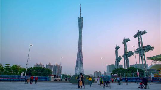 广州_广州塔_海心沙_花城广场日转夜延时4K