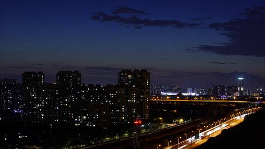 城市傍晚夜景延时