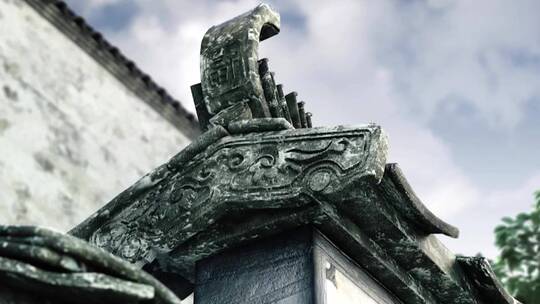 徽派建筑 村庄 中国古建筑 细节特写 石雕