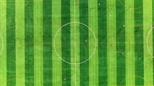 无人机航拍绿茵场足球比赛视频素材模板下载