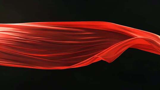 飘动的红色丝绸素材