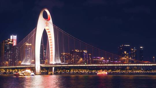 广州猎德大桥夜景4k延时视频素材