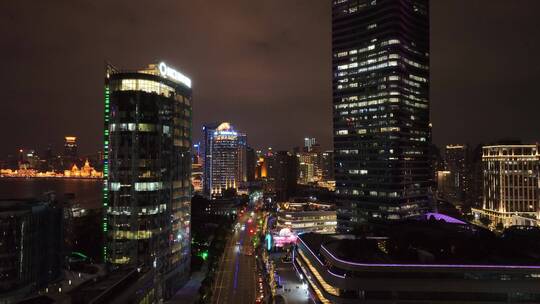 北外滩陆家嘴夜景航拍