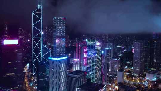 航拍香港城市夜景