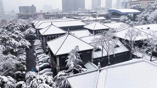 湖南第一师范学院雪景素材