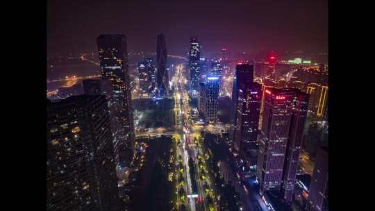 杭州滨江城市航拍夜景延时