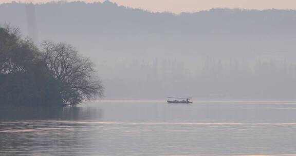 清晨杭州西湖风光空镜