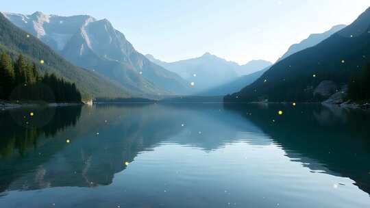 4k湖泊中倒影山川树木清晰可见大屏背景