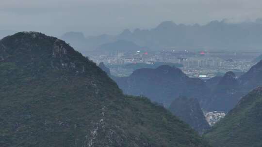 桂林水田山水航拍