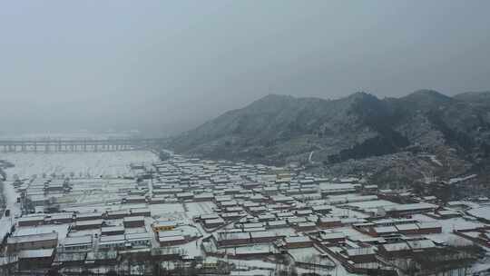 4K航拍北方雪景农村