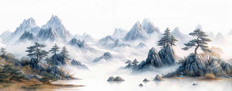 中国山水风景 山水背景 水墨背景