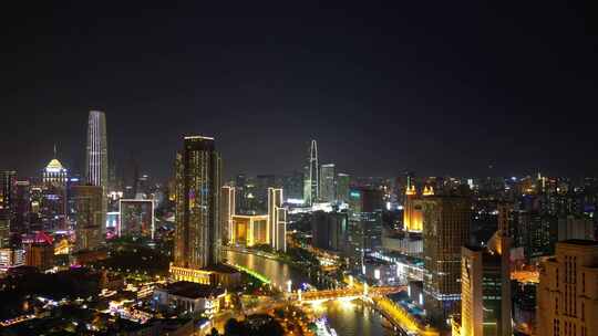 天津城市夜景灯光航拍视频素材模板下载