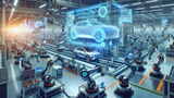 大型人工智能汽车生产线机械手臂工厂4K高清在线视频素材下载