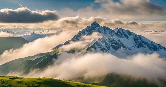 雪山云海自然风光全景