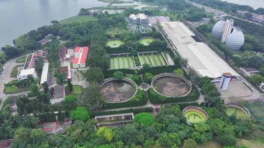 航拍福建漳州碧湖污水处理厂