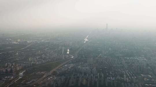 北京城区CBD国贸中国尊 航拍 民航视角