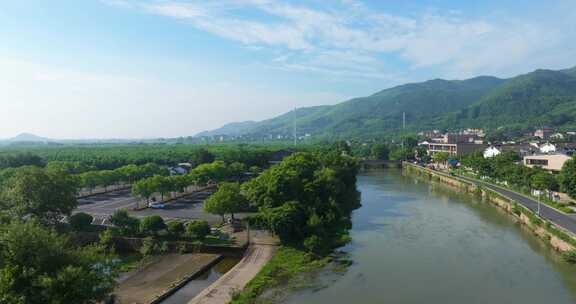 浙江省杭州市余杭双溪漂流景区航拍