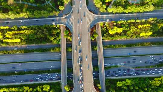 航拍城市风光道路交通