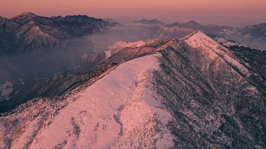 杭州临安清凉峰太子尖华浪线雪景航拍