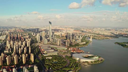 中国江苏苏州金鸡湖湖东城市风景