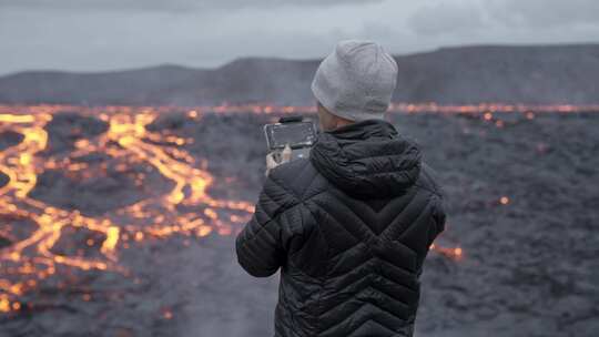 人，无人机摄影，摄影师，火山