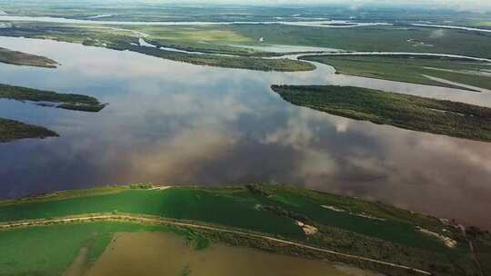 航拍黑龙江绥滨二九零湿地风光