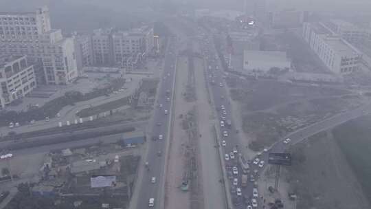 城市道路轻型无人机视图