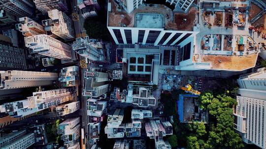 香港中环街道建筑俯拍