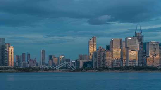 深圳前海湾日落晚霞夜景延时摄影