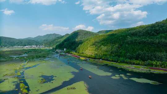 云南腾冲北海湿地公园自然风光航拍延时