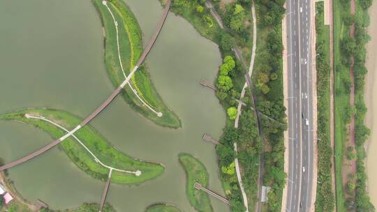 航拍福建漳州碧湖生态公园