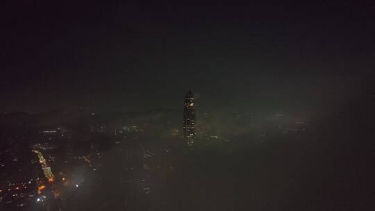 深圳平安金融中心大厦凌晨航拍