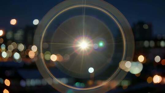城市夜景光斑光晕效果画面