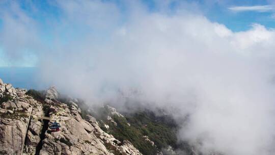 航拍青岛崂山巨峰自然风光