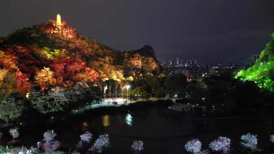 航拍广西柳州夜景风光