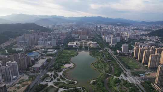 福建龙岩龙岩龙津湖公园航拍