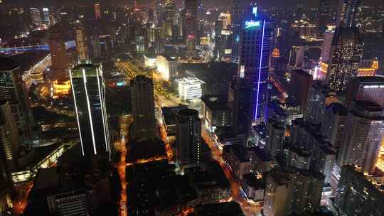 上海黄浦区延安东路夜景航拍延时城市夜晚繁视频素材模板下载