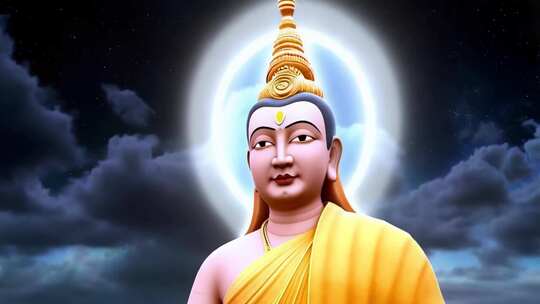 3D佛像夜空背景素材