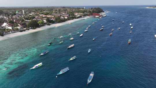 印度尼西亚吉利群岛航拍海岛沙滩自然风光