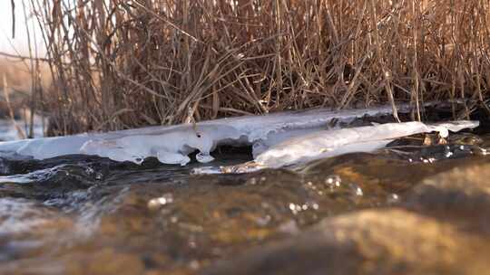 冰融 冬天 初春 水面 河流 冰雪融化 自然