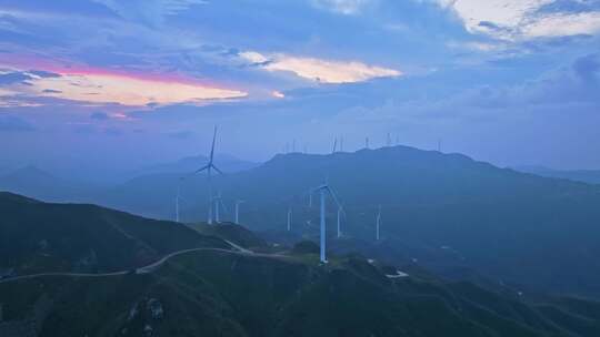 山上的风车 风电 风力发电场航拍