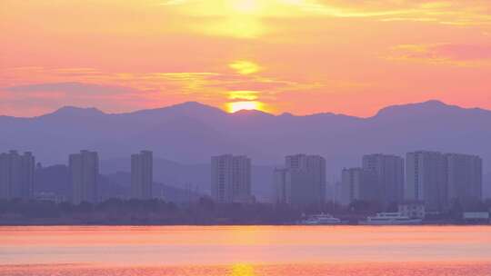 杭州之江日落黄昏风景