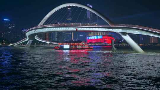 广州珠江海心桥与广州灯光节城市夜景灯光