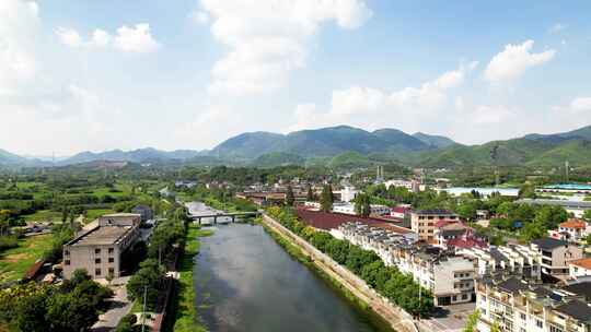 杭州余杭苕溪乡村风景航拍