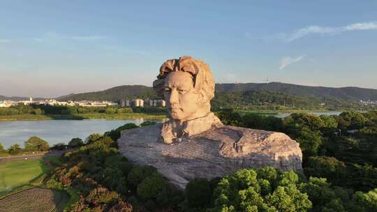 长沙橘子洲景区橘子洲大气航拍