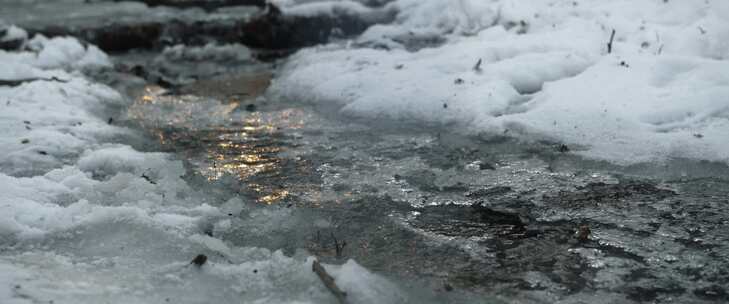 冰，融化，溪流，雪