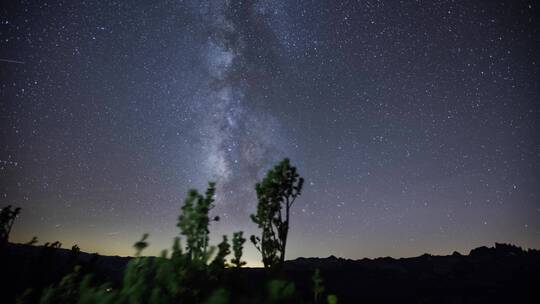 夜间延时拍摄恒星和银河系