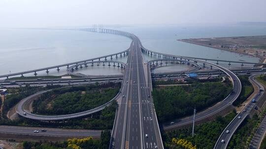 航拍青岛跨海大桥高速公路景观 4k