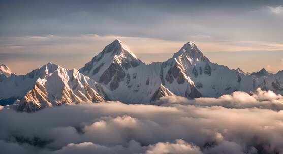 雪山云雾阳光山峰云海日出自然生态环境风景