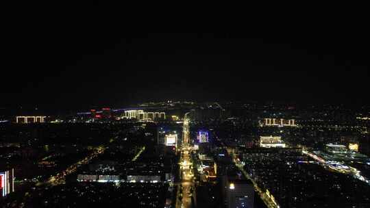 江苏宿迁城市夜景灯光交通航拍